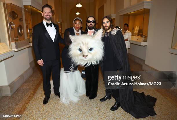 Alexis Ohanian, Serena Williams, Alessandro Michele and Jared Leto attend The 2023 Met Gala Celebrating "Karl Lagerfeld: A Line Of Beauty" at The...