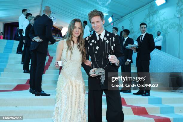 Hannah Bagshawe and Eddie Redmayne depart The 2023 Met Gala Celebrating "Karl Lagerfeld: A Line Of Beauty" at The Metropolitan Museum of Art on May...
