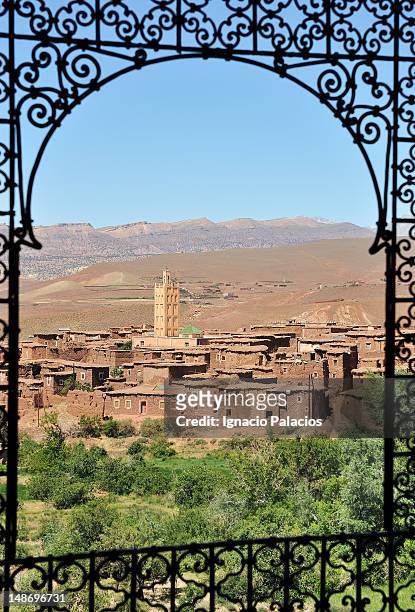 townscape through window in kasbah. - morocco interior ストックフォトと画像