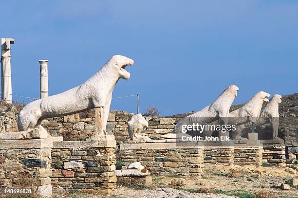 terrace of the lions. - delos stock-fotos und bilder