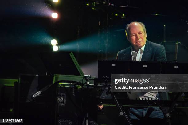 Hans Zimmer performs on stage at Pala Alpitour on May 01, 2023 in Turin, Italy.