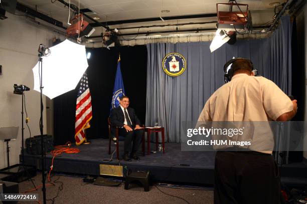 In a studio at CIA Headquarters on May 3 CIA Director Leon E. Panetta gives a television interview about the operation that killed Usama Bin Laden.