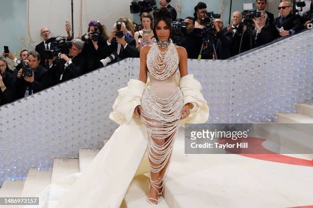 Kim Kardashian attends the 2023 Costume Institute Benefit celebrating "Karl Lagerfeld: A Line of Beauty" at Metropolitan Museum of Art on May 01,...