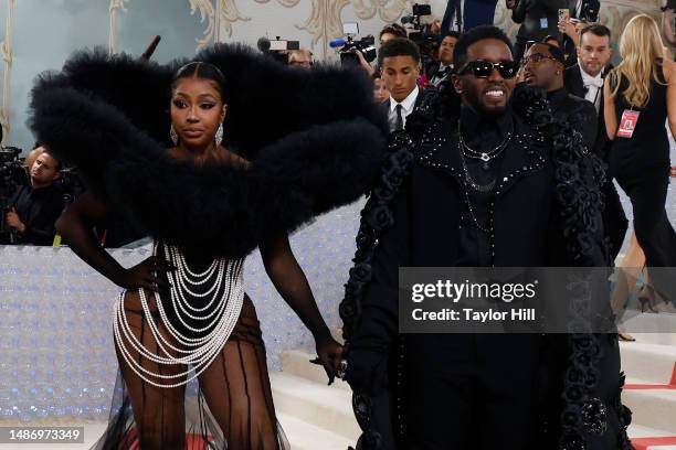 Yung Miami and Sean Combs attend the 2023 Costume Institute Benefit celebrating "Karl Lagerfeld: A Line of Beauty" at Metropolitan Museum of Art on...