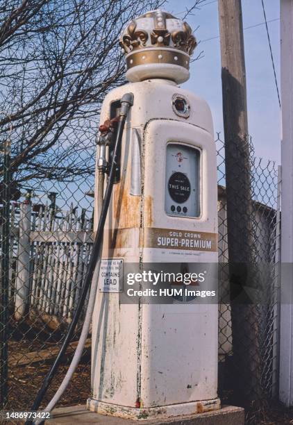 Amoco gas pump, Brooklyn, Iowa; ca. 1980..