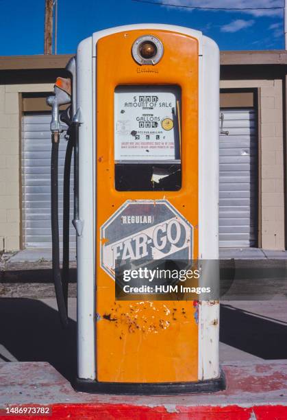 Far-go gas pump, Main Street, Barstow, California; ca. 1979..