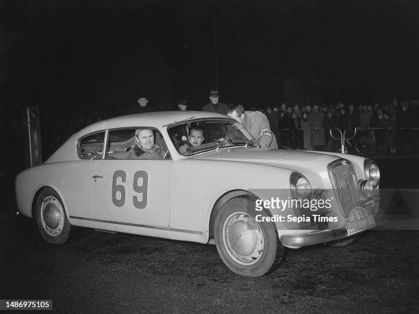 Rally Monte Carlo passing Amsterdam, old Louis Chiron and Ciro Basadonna future winners, with Lancia Aurelia GT 2500 n°69, January 19 The...