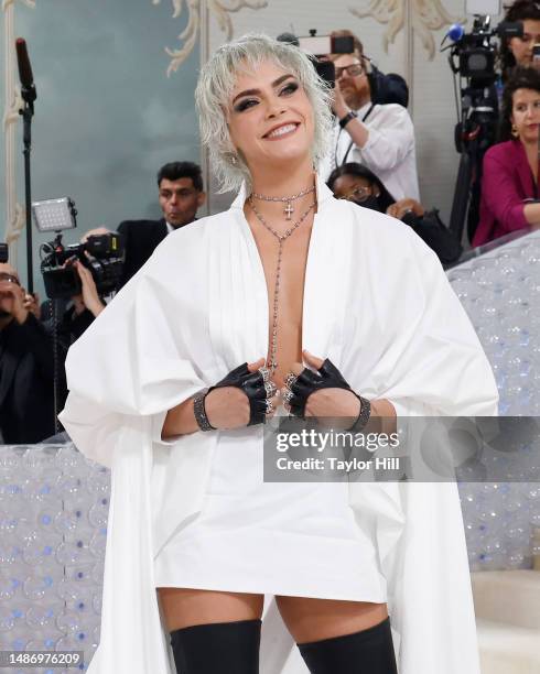 Cara Delevingne attends the 2023 Costume Institute Benefit celebrating "Karl Lagerfeld: A Line of Beauty" at Metropolitan Museum of Art on May 01,...