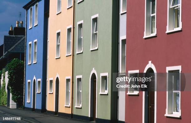 a colourful row of houses. - galway stock pictures, royalty-free photos & images