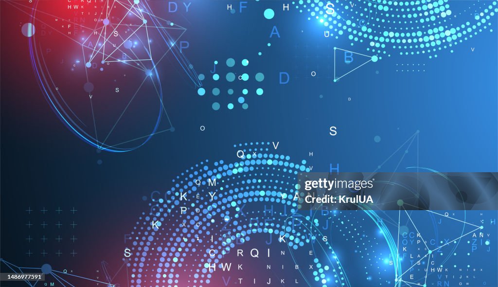 Computer Science Dots Halftone Science Background With Connecting Dots And Lines Digital Data ...