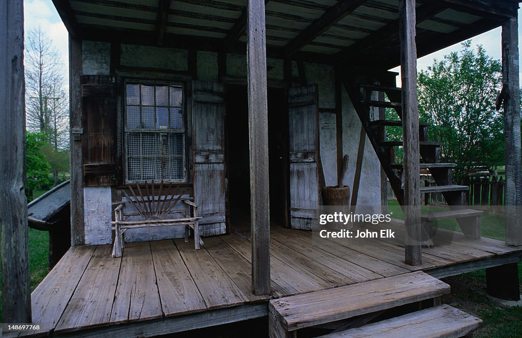 Acadian house at the Rural Life Museum. The museum has a collection of 20 buildings typically found on a sugar plantation, which depict how life was in Louisianna during the 18th to early 20th century