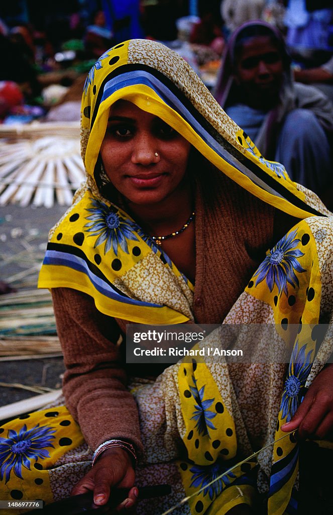Portrait of young woman at Mandi Market.