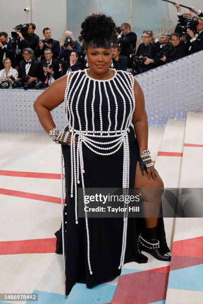 Lizzo attends the 2023 Costume Institute Benefit celebrating "Karl Lagerfeld: A Line of Beauty" at Metropolitan Museum of Art on May 01, 2023 in New...