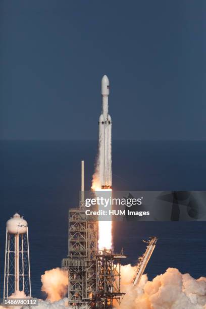 SpaceX Falcon Heavy rocket begins its demonstration flight with liftoff at 3:45 p.m. EST from from Launch Complex 39A at NASA's Kennedy Space Center...