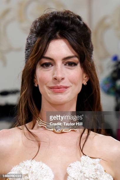 Anne Hathaway attends the 2023 Costume Institute Benefit celebrating "Karl Lagerfeld: A Line of Beauty" at Metropolitan Museum of Art on May 01, 2023...