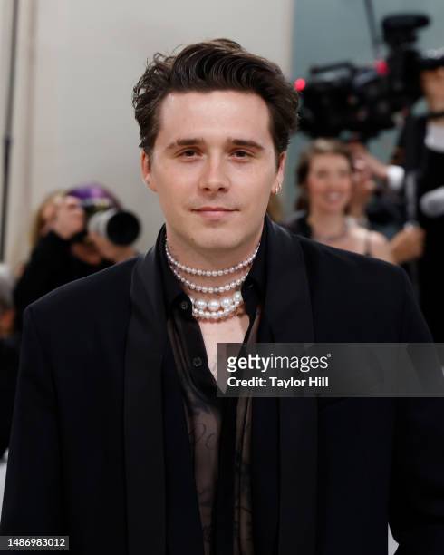 Brooklyn Beckham attends the 2023 Costume Institute Benefit celebrating "Karl Lagerfeld: A Line of Beauty" at Metropolitan Museum of Art on May 01,...
