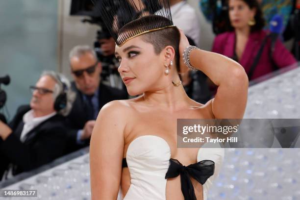 Florence Pugh attends the 2023 Costume Institute Benefit celebrating "Karl Lagerfeld: A Line of Beauty" at Metropolitan Museum of Art on May 01, 2023...