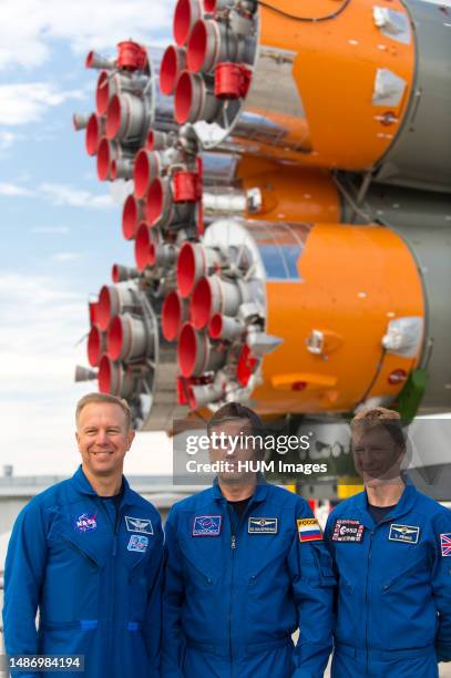 Expedition 44 backup crew members Timothy Kopra of NASA, left; Yuri Malenchenko of the Russian Federal Space Agency , center; and Timothy Peake of...