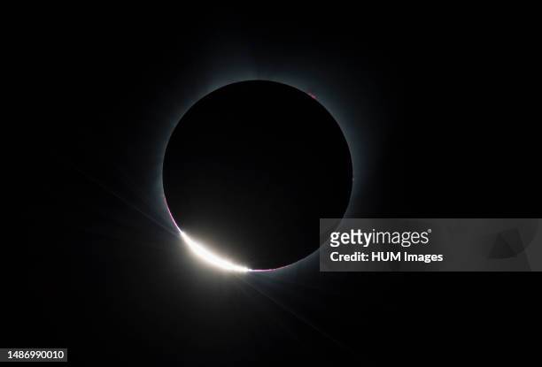 The Diamond Ring effect is seen as the moon makes its final move over the sun during the total solar eclipse on Monday, August 21, 2017 above Madras,...