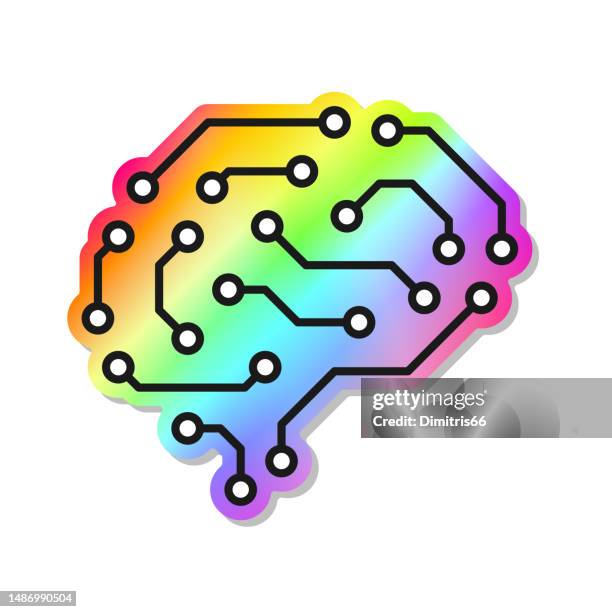 artificial intelligence icon - connected dots and analytics stock illustrations