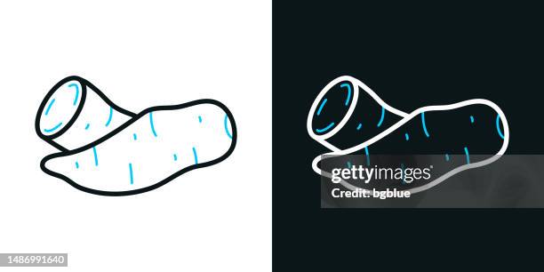 yam. bicolor line icon on black or white background - editable stroke - yam icon stock illustrations