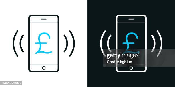 smartphone ringing with pound sign. bicolor line icon on black or white background - editable stroke - mobile payment stock illustrations