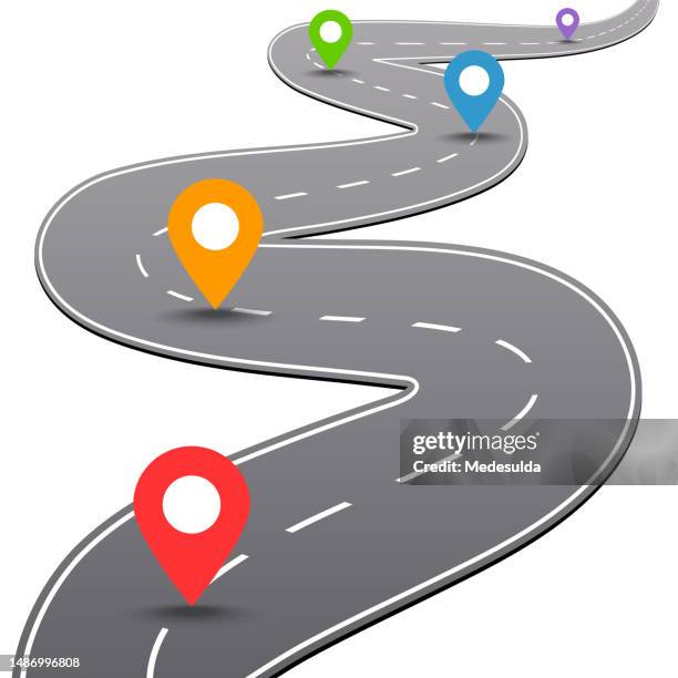 ilustraciones, imágenes clip art, dibujos animados e iconos de stock de icono de mapa - road map