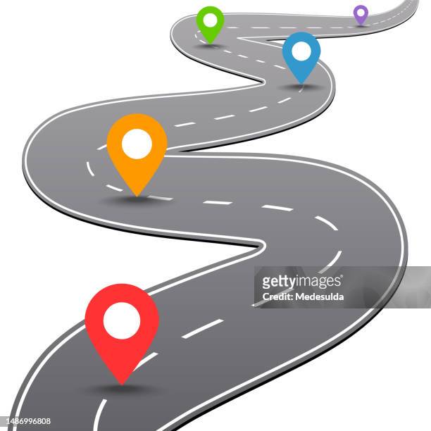 map icon - winding road illustration stock illustrations