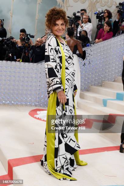Diane von Furstenberg attends the 2023 Costume Institute Benefit celebrating "Karl Lagerfeld: A Line of Beauty" at Metropolitan Museum of Art on May...