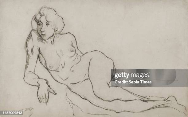 Recumbent Nude Woman , 19th century, François Rupert Carabin, French, Saverne, Bas-Rhin 1862–Strasbourg 1932, 8 7/8 × 14 1/4 in. , Charcoal, France,...