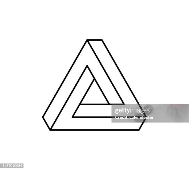 impossible geometry optical illusion triangle shape editable strokes - infinity symbol editable stock illustrations