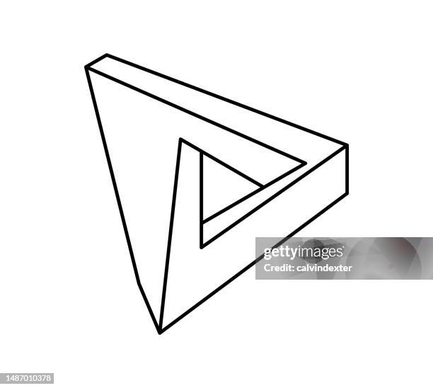 impossible geometry optical illusion triangle shape editable strokes - infinity symbol editable stock illustrations
