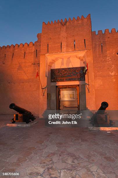 museum al fahidi fort, entry gate, bur dubai. - bur al arab stock pictures, royalty-free photos & images