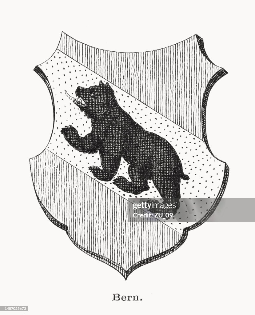 City Coat Of Arms Of Bern Switzerland Woodcut Published 1877 High Res city-coat-of-arms-of-bern-switzerland-woodcut-published-1877-high-res