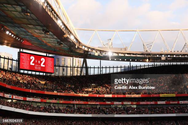 General view inside the stadium during the UEFA Women's Champions League semifinal 2nd leg match between Arsenal and VfL Wolfsburg at Emirates...