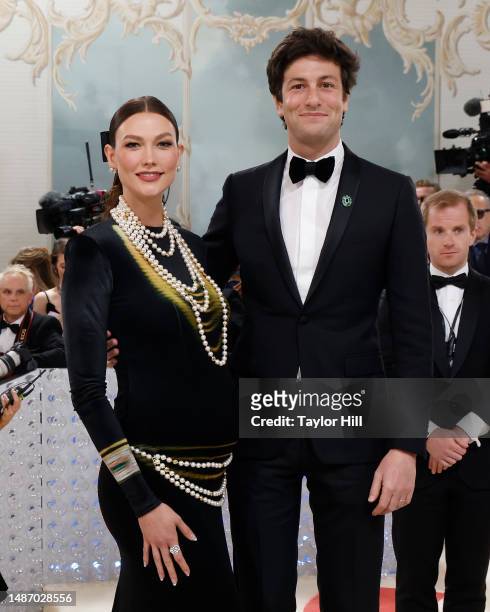 Karlie Kloss and Joshua Kushner attend the 2023 Costume Institute Benefit celebrating "Karl Lagerfeld: A Line of Beauty" at Metropolitan Museum of...