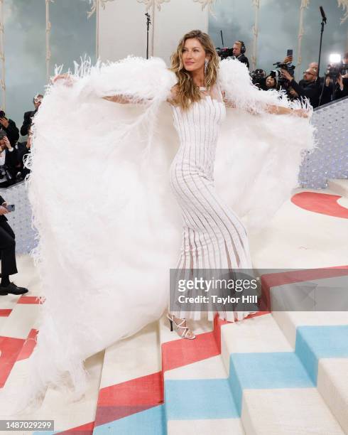 Gisele Bundchen attends the 2023 Costume Institute Benefit celebrating "Karl Lagerfeld: A Line of Beauty" at Metropolitan Museum of Art on May 01,...