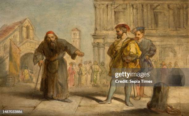 Scene From Shakespeare's The Merchant Of Venice, 1865 By Sir John Gilbert Illustrates Act III, Scene I, Oil Painting, Literature, William...