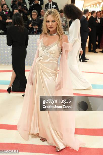 Kate Moss attends The 2023 Met Gala Celebrating "Karl Lagerfeld: A Line Of Beauty" at The Metropolitan Museum of Art on May 01, 2023 in New York City.