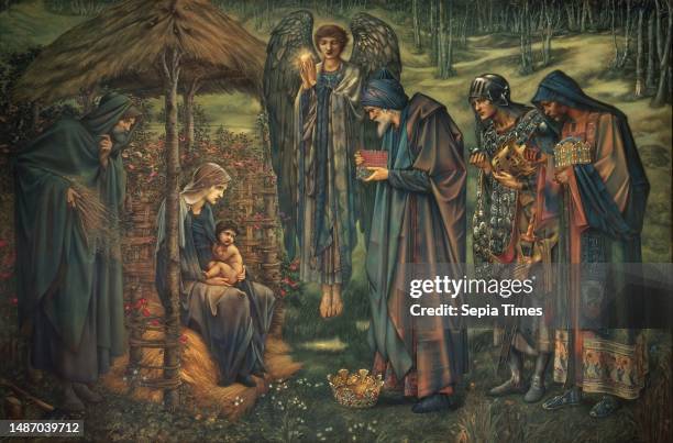 The Star of Bethlehem, 1887-1891 Sir Edward Burne-Jones, Nativity scene. To the left, Joseph, Mary and the infant Christ to the right, the three...