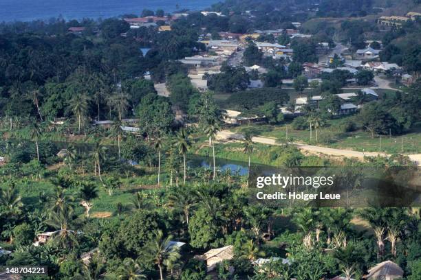 overhead of mataniko river and honiara houses. - honiara stock pictures, royalty-free photos & images