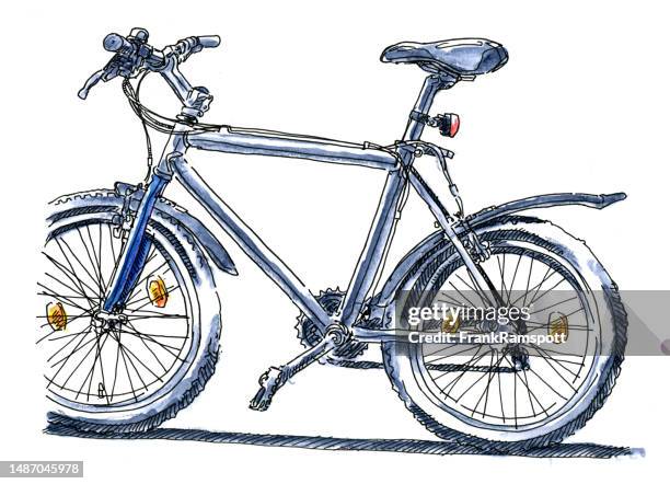 ilustraciones, imágenes clip art, dibujos animados e iconos de stock de dibujo de bicicleta de montaña para hombres de plata - color wheel watercolor