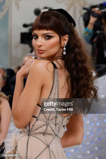 Emily Ratajkowski attends the 2023 Costume Institute Benefit celebrating "Karl Lagerfeld: A Line of Beauty" at Metropolitan Museum of Art on May 01,...