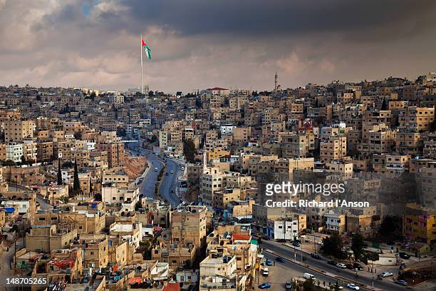 city from the citadel. - amman stock pictures, royalty-free photos & images