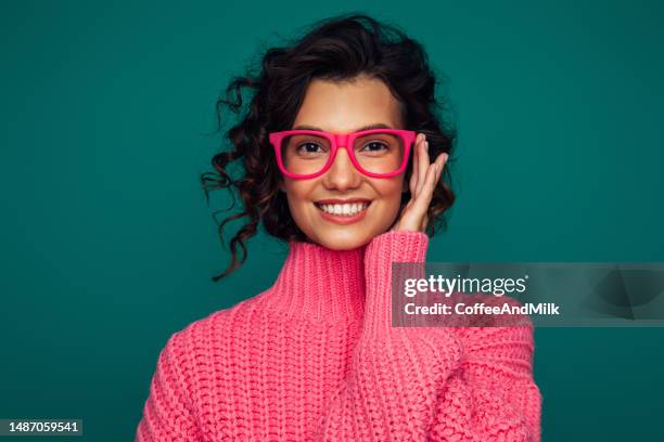 beautiful emotional woman - woman spectacles stock pictures, royalty-free photos & images