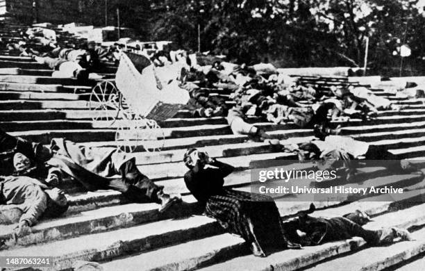 Reproduction of a scene from the film Battleship Potemkin, 1925.