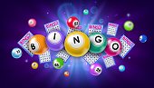 Bingo lottery balls and tickets background