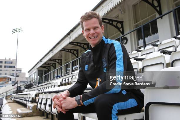 Steve Smith of Australia poses for a portrait at The 1st Central County Ground as he joins Sussex CCC on May 02, 2023 in Hove, England.