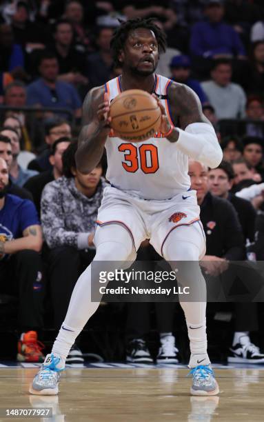 New York Knicks forward Julius Randle eyes the basket in 2nd quarter during Game Four of the Eastern Conference First Round Playoffs at Madison...