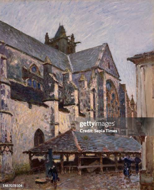 The Church at Moret in the Rain, 1894 Alfred Sisley , Landscape, Oil Painting, France, Topographic, Art Movement, Impressionism, Art Movement,...